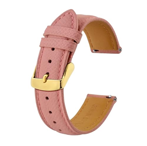 ZGHQHCDRH Uhrenarmband, Textur Leder Uhrenarmbänder for Männer Frauen Uhr Strap Quick Release Armband Gold Schnalle(PinkGold,18mm) von ZGHQHCDRH