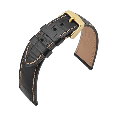 ZGHQHCDRH Uhrenarmband, Uhrenzubehör Uhrengürtel Echtes Leder Uhrenarmband Uhrenarmband Uhrenarmbänder Goldschnalle(Black,18mm) von ZGHQHCDRH