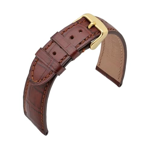 ZGHQHCDRH Uhrenarmband, Uhrenzubehör Uhrengürtel Echtes Leder Uhrenarmband Uhrenarmband Uhrenarmbänder Goldschnalle(Brown,20mm) von ZGHQHCDRH
