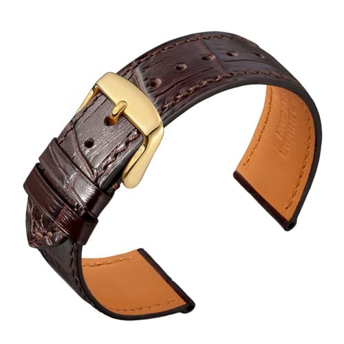 ZGHQHCDRH Uhrenarmband, Uhrenzubehör Uhrengürtel Echtes Leder Uhrenarmband Uhrenarmband Uhrenarmbänder Goldschnalle(Dark Brown,22mm) von ZGHQHCDRH