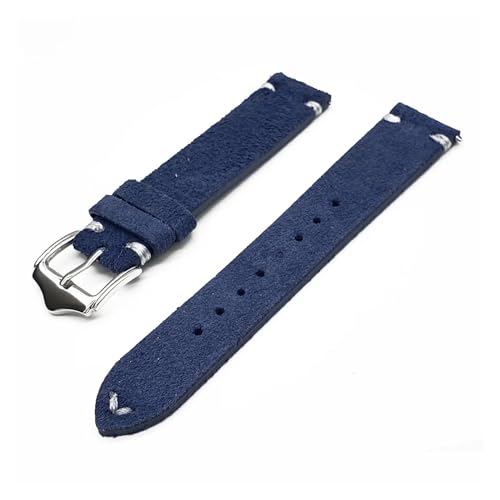 ZGHQHCDRH Uhrenarmband, Wildleder Leder Uhrenarmbänder Quick Release Federsteg Vintage Uhrenarmbänder(Blue Line,22mm) von ZGHQHCDRH