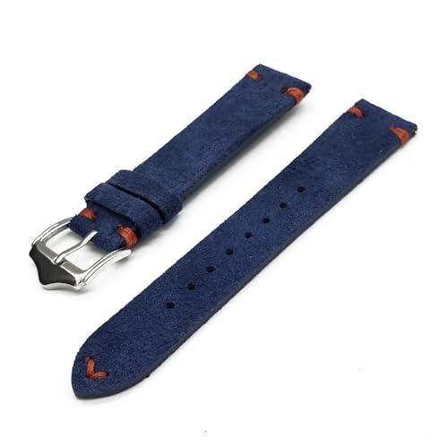 ZGHQHCDRH Uhrenarmband, Wildleder Leder Uhrenarmbänder Quick Release Federsteg Vintage Uhrenarmbänder(BlueOrange Line,22mm) von ZGHQHCDRH