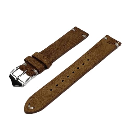ZGHQHCDRH Uhrenarmband, Wildleder Leder Uhrenarmbänder Quick Release Federsteg Vintage Uhrenarmbänder(Brown Line,20mm) von ZGHQHCDRH