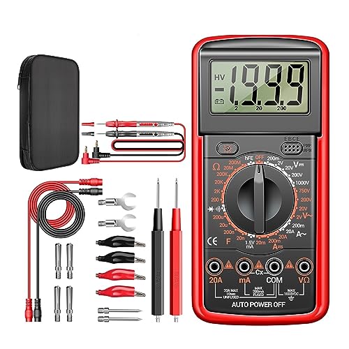 1999 Zählt Digital-Multimeter AC/DC Strom Spannung Tester Elektrische Test Meter Professionelle Analog Multimetr Genau Messen(12 Red PRO) von ZGJIAJU