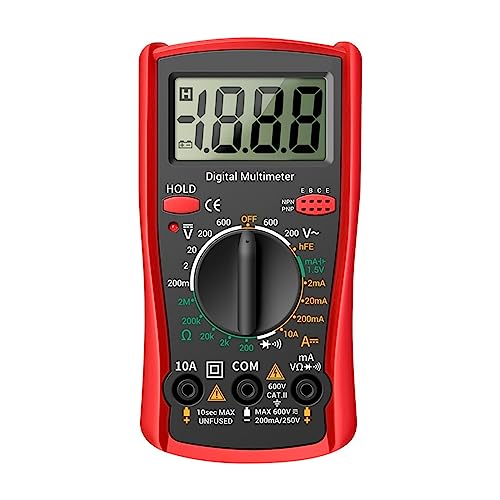 2000 Zählt Smart Multimeter Tragbare AC DC Tester Volt Voltmeter Amperemeter Ohm Spannung Strom Widerstand Frequenz Meter Genau Messen(Red) von ZGJIAJU
