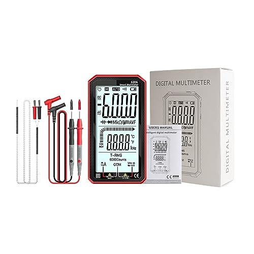 6000 Zählt Digital Smart Multimeter Transistor Tester True RMS Auto Elektrische Kapazität Meter Temperatur Widerstand Genau Messen(620A Red) von ZGJIAJU