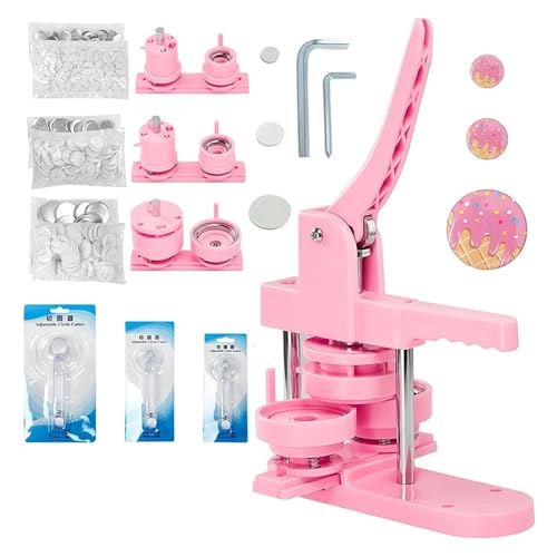 Abzeichen Macher 25/32/58 MM Rosa Button Maker Maschine Mehrere-Größe Abzeichen Set Taste Teile Kreis Cutter Form Abzeichen Presse Maker Maschine(25 32 58) von ZGJIAJU