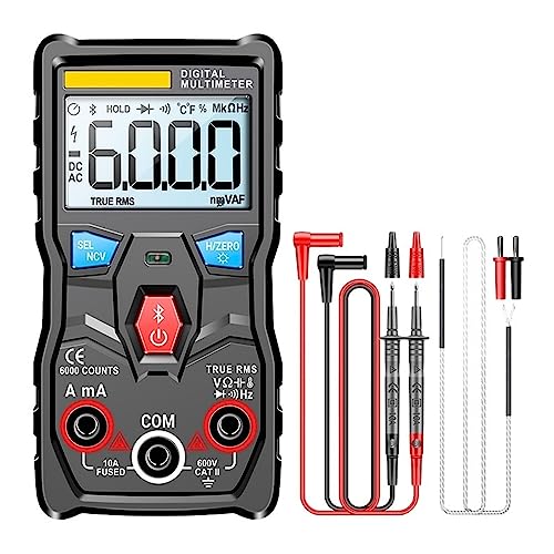 Bluetooth Digital Analog Multimeter 6000 Zählt True RMS AC/DC Strom Spannung Kapazität Automotive Tester Meter Genau Messen(Black) von ZGJIAJU