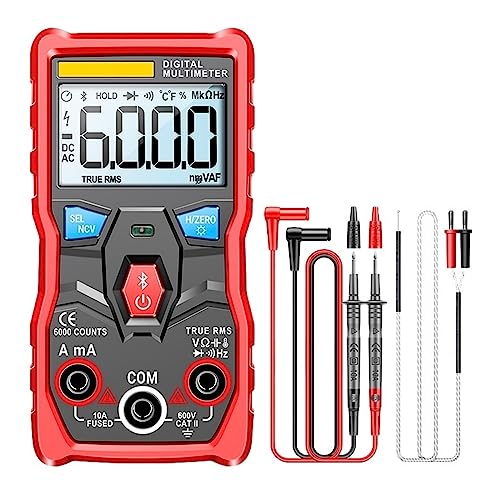 Bluetooth Digital Analog Multimeter 6000 Zählt True RMS AC/DC Strom Spannung Kapazität Automotive Tester Meter Genau Messen(Red) von ZGJIAJU