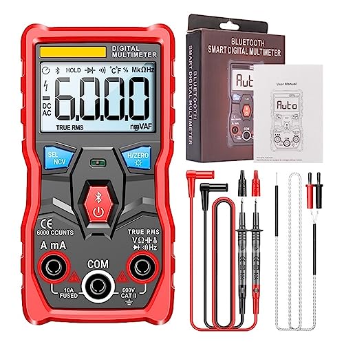 Bluetooth Digital Analog Multimeter 6000 Zählt True RMS AC/DC Strom Spannung Kapazität Automotive Tester Meter Genau Messen(Red PRO) von ZGJIAJU