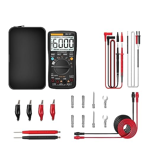 Bluetooth-Digitalmultimeter, 6000 Zählungen, Professionelles Multimetro, True RMS AC/DC-Strom, Spannungsprüfer, Auto-Range Genau Messen(Black Pro) von ZGJIAJU