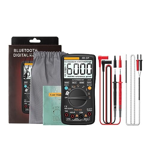 Bluetooth-Digitalmultimeter 6000 Zählt True RMS Professionelles Multimetro Auto-Range AC/DC-Strom-Spannungsprüfgerät Genau Messen(Black) von ZGJIAJU