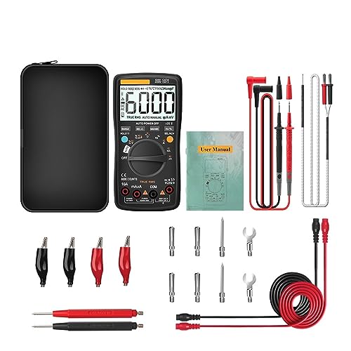 Bluetooth-Digitalmultimeter 6000 Zählt True RMS Professionelles Multimetro Auto-Range AC/DC-Strom-Spannungsprüfgerät Genau Messen(Black Pro) von ZGJIAJU
