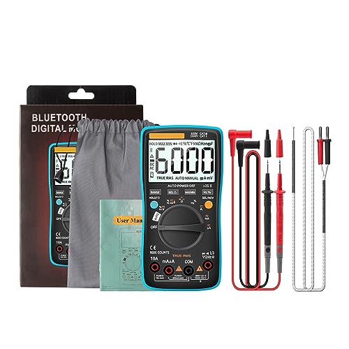 Bluetooth-Digitalmultimeter 6000 Zählt True RMS Professionelles Multimetro Auto-Range AC/DC-Strom-Spannungsprüfgerät Genau Messen(Blue) von ZGJIAJU