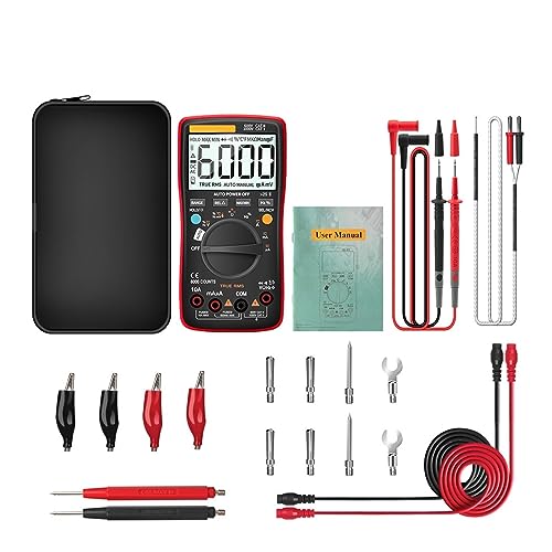 Bluetooth-Digitalmultimeter 6000 Zählt True RMS Professionelles Multimetro Auto-Range AC/DC-Strom-Spannungsprüfgerät Genau Messen(Red Pro) von ZGJIAJU