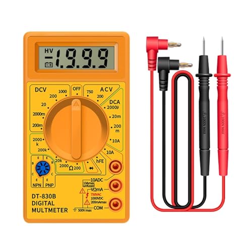 DT830B AC/DC LCD Digital Multimeter 750/1000 V Voltmeter Amperemeter Ohm Tester Hohe Sicherheit Handheld Meter Digital Multimeter Genau Messen(Yellow) von ZGJIAJU