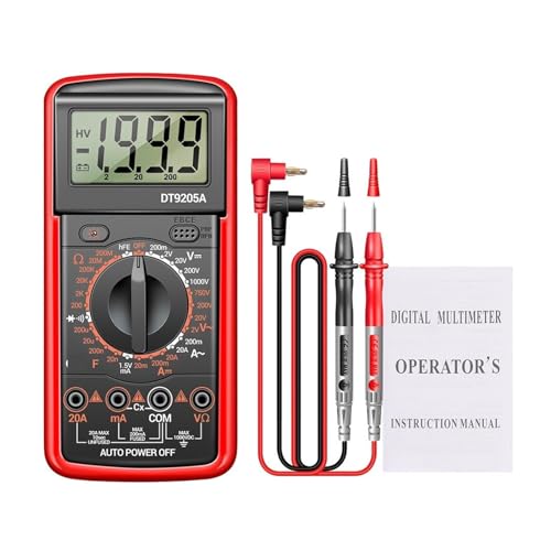 DT9205A-12 1999 Zählt Digital-Multimeter AC/DC Spannung Strom Tester Elektrische Test Meter Professionelle Analog Multimetro Genau Messen(DT9205A-12 red) von ZGJIAJU