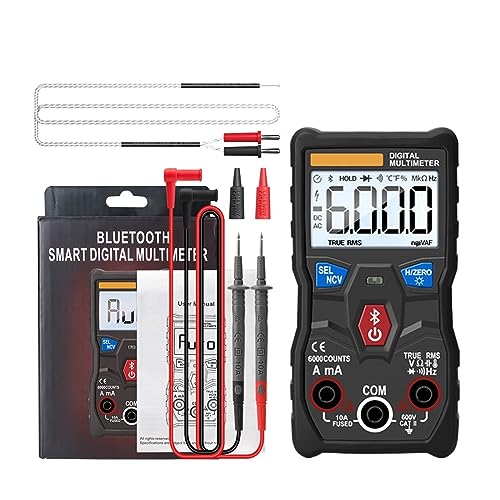 Digital 6000 Counts Professionelles Analog-Multimeter AC/DC Ströme Spannung Mini-Tester True RMS Bluetooth Multimetro Genau Messen(Black PRO) von ZGJIAJU