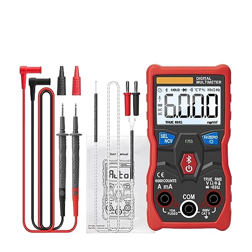 Digital 6000 Counts Professionelles Analog-Multimeter AC/DC Ströme Spannung Mini-Tester True RMS Bluetooth Multimetro Genau Messen(Red) von ZGJIAJU