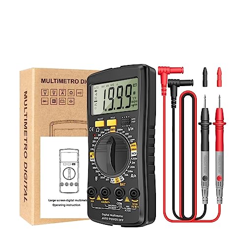 Digital-Multimeter, Ultradünn, Professionelles Multimetro, Auto-Voltmeter, AC-DC-Widerstands-Handtester Genau Messen(Black) von ZGJIAJU
