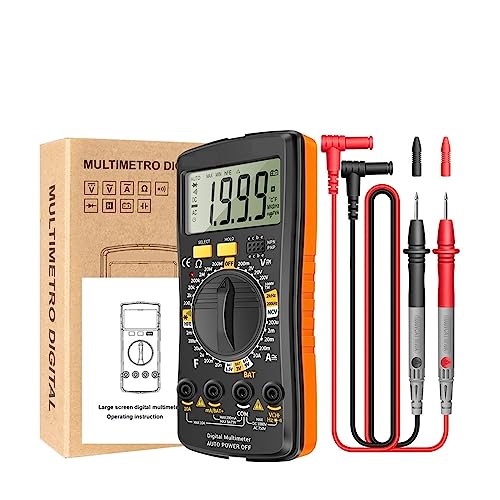 Digital-Multimeter, Ultradünn, Professionelles Multimetro, Auto-Voltmeter, AC-DC-Widerstands-Handtester Genau Messen(Orange) von ZGJIAJU