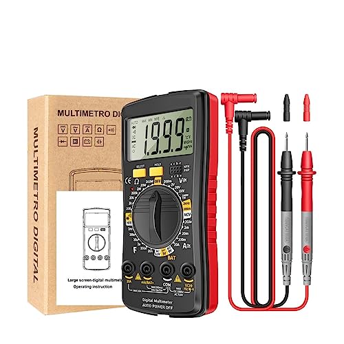 Digital-Multimeter, Ultradünn, Professionelles Multimetro, Auto-Voltmeter, AC-DC-Widerstands-Handtester Genau Messen(Red) von ZGJIAJU