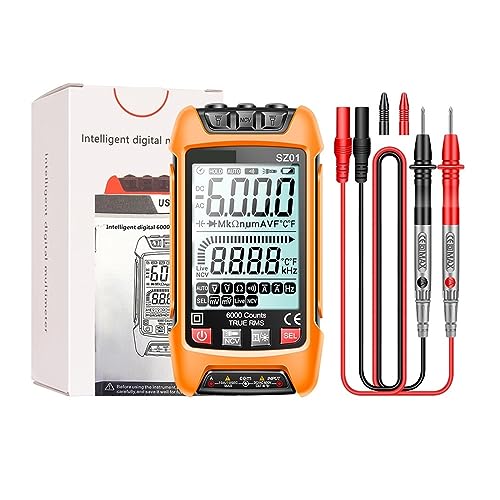 Digital-Multimeter 6000/9999 Zählt DC/AC Spannung Strom Widerstand Tester True RMS Auto Elektrische Kapazität Meter Genau Messen(Orange SZ01) von ZGJIAJU