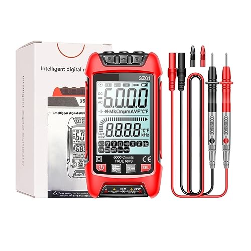 Digital-Multimeter 6000/9999 Zählt DC/AC Spannung Strom Widerstand Tester True RMS Auto Elektrische Kapazität Meter Genau Messen(Red SZ01) von ZGJIAJU