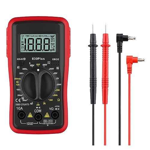 Digital-Multimeter AC/DC Votage Strom Automatische Tester 2000 Zählt True RMS Ohm Amperemeter Kapazität Meter Genau Messen(Red QH830 PLUS) von ZGJIAJU