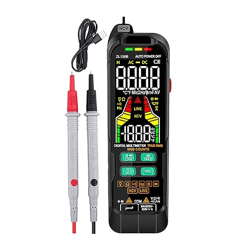 Digital Profesional Multimeter 9999 T-RMS LCD Multimeter DC AC Strom Spannung Tester Kapazität Diode USB Tester Genau Messen(126B) von ZGJIAJU