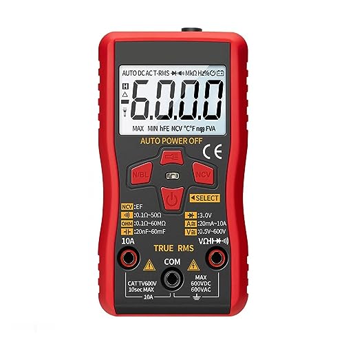 Digitaler Mini-Multimeter-Tester, Auto-Mmultimetro-True-Rms-Tranistor-Messgerät Mit NCV-Datenspeicherung, 6000 Zählungen, Taschenlampe Genau Messen von ZGJIAJU
