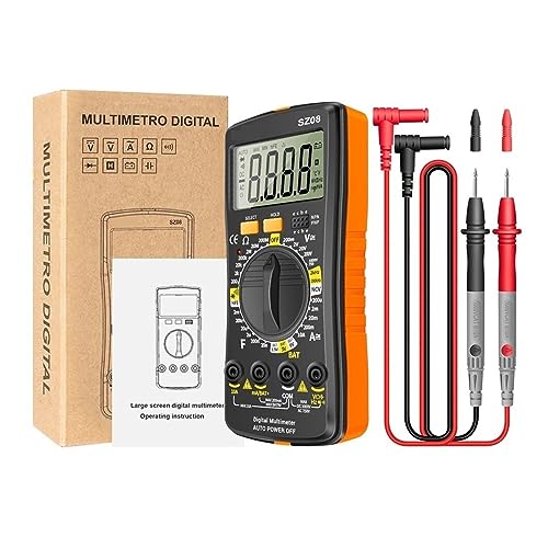Digitales, Ultradünnes Multimeter, Professionelles Messgerät, Auto-Voltmeter, AC-DC-Widerstands-Handtester Genau Messen(SZ08 orange) von ZGJIAJU