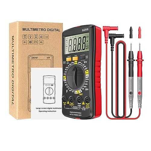 Digitales, Ultradünnes Multimeter, Professionelles Messgerät, Auto-Voltmeter, AC-DC-Widerstands-Handtester Genau Messen(SZ08 red) von ZGJIAJU