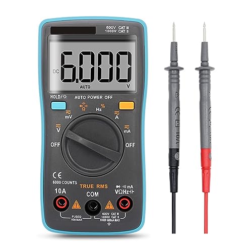 Digitales Multimeter, 6000 Zählungen, Automatische Hintergrundbeleuchtung, AC/DC-Voltmeter, Transistortester, Frequenz, Diodentemperatur Genau Messen(101) von ZGJIAJU