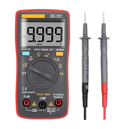 Digitales Multimeter, 6000 Zählungen, Automatische Hintergrundbeleuchtung, AC/DC-Voltmeter, Transistortester, Frequenz, Diodentemperatur Genau Messen(RM109) von ZGJIAJU