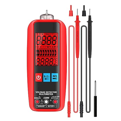 Digitales Smart-Multimeter, Professioneller AC-DC-Stromtester, VFC, NCV, Live-Draht, Kondensator, Ohm, Diode, Spannungserkennungsmessgerät Genau Messen(A5 Red) von ZGJIAJU