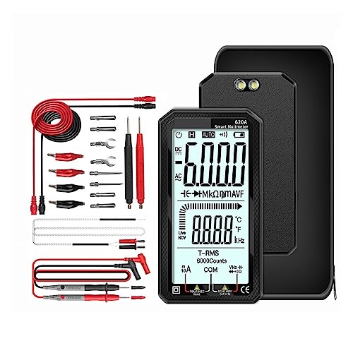 Digitales Smart-Multimeter, Transistor-Tester, 6000 Zählungen, True RMS, Automatisches Elektrisches Kapazitätsmessgerät, Temperaturwiderstand Genau Messen(620A Black PRO) von ZGJIAJU