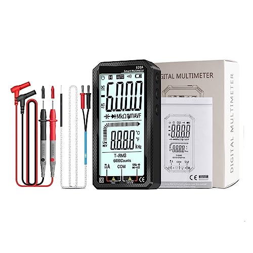 Digitales Smart-Multimeter, Transistor-Tester, 6000 Zählungen, True RMS, Automatisches Elektrisches Kapazitätsmessgerät, Temperaturwiderstand Genau Messen(620A Without sheath) von ZGJIAJU