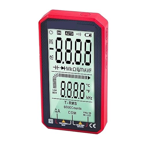 Digitales Smart-Multimeter AC DC Spannung Strom Widerstand Kapazität Tester Multitester True-RMS NCV Tester Genau Messen(Red ET8134) von ZGJIAJU