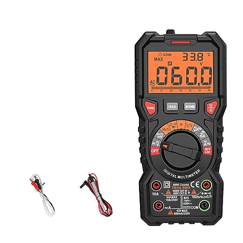 Digitalmultimeter Ture RMS Auto Range 6000 Counts Multimetro 1000V 10A AC DC Ohm NCV Live-Spannung Temperaturmessgerät Genau Messen(108A Auto range) von ZGJIAJU
