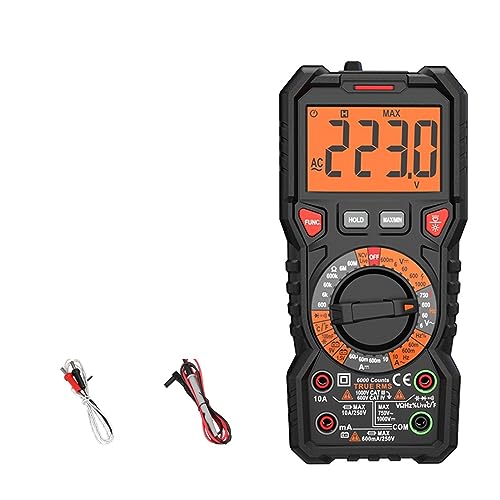 Digitalmultimeter Ture RMS Auto Range 6000 Counts Multimetro 1000V 10A AC DC Ohm NCV Live-Spannung Temperaturmessgerät Genau Messen(108B with Temp) von ZGJIAJU