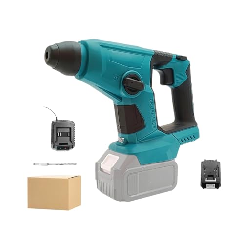Hammerbohrer 21V Bürstenloser Elektrischer Akku-Bohrhammer Schlagbohrschrauber Stahlbeton Holz Elektrowerkzeuge For 18V Batterie(With 1XBattery) von ZGJIAJU