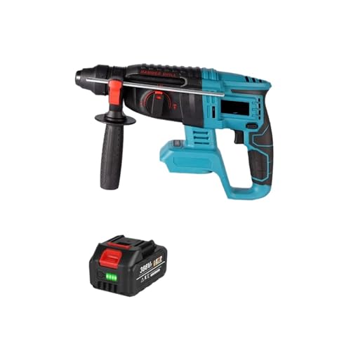 Hammerbohrer Bürstenloser Akku-Bohrhammer Multifunktions-Schlagbohrmaschine 4 Modi Wiederaufladbare Elektrowerkzeuge For 18-V-Akku(1 Battery Set) von ZGJIAJU