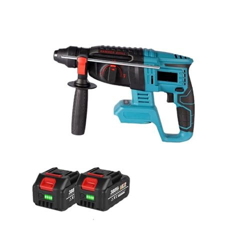 Hammerbohrer Bürstenloser Akku-Bohrhammer Multifunktions-Schlagbohrmaschine 4 Modi Wiederaufladbare Elektrowerkzeuge For 18-V-Akku(2 Battery Set) von ZGJIAJU