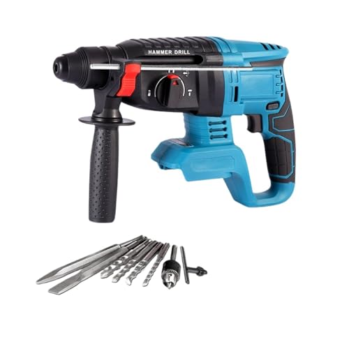 Hammerbohrer Bürstenloser Elektrischer Bohrhammer, Multifunktional, Kabellos, Wiederaufladbar, Bohrhammer, Pick-Elektrowerkzeuge For 18-V-Akku(With Accessory) von ZGJIAJU
