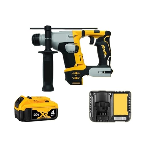 Hammerbohrer Bürstenloser Tragbarer Lithium-Akku-Hammer-Schlagbohrer Mit Stoßdämpfung, 16 Mm Kompaktbohrer(4.0AH Set2) von ZGJIAJU
