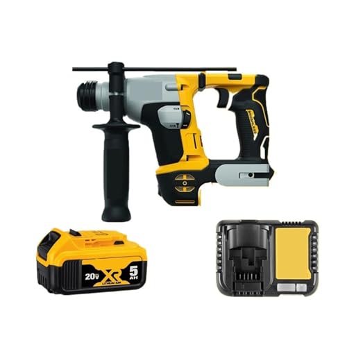 Hammerbohrer Bürstenloser Tragbarer Lithium-Akku-Hammer-Schlagbohrer Mit Stoßdämpfung, 16 Mm Kompaktbohrer(5.0AH Set3) von ZGJIAJU