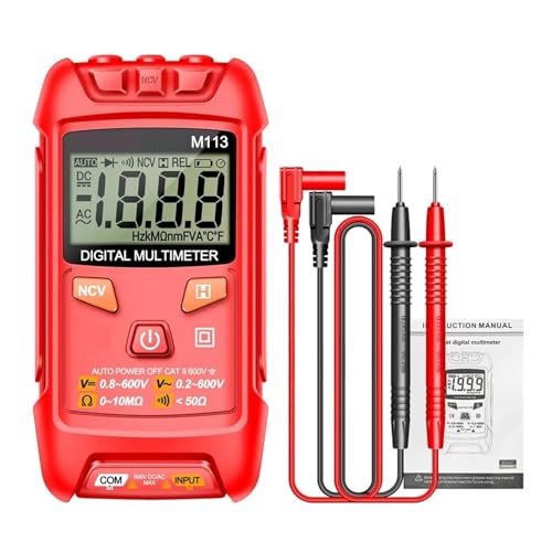 M113 Mini Digital Multimeter AC/DC Spannungsmesser 1999 Zählt Multimetro Ohm NCV Elektrizität Werkzeuge Messgeräte Genau Messen(M113 Red) von ZGJIAJU