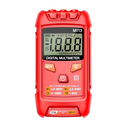 M113 Mini Digital Multimeter AC/DC Spannungsmesser 1999 Zählt Multimetro Ohm NCV Elektrizität Werkzeuge Messgeräte Genau Messen(Red) von ZGJIAJU