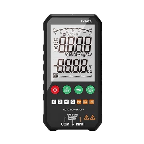 Professionelles Hochpräzises 6000 Counts 1000 V AC DC Digitalmultimeter Ohm Hz NCV Live ℃ ΜF Duty Multimetro Spannungsmessgerät Genau Messen(FY107A) von ZGJIAJU